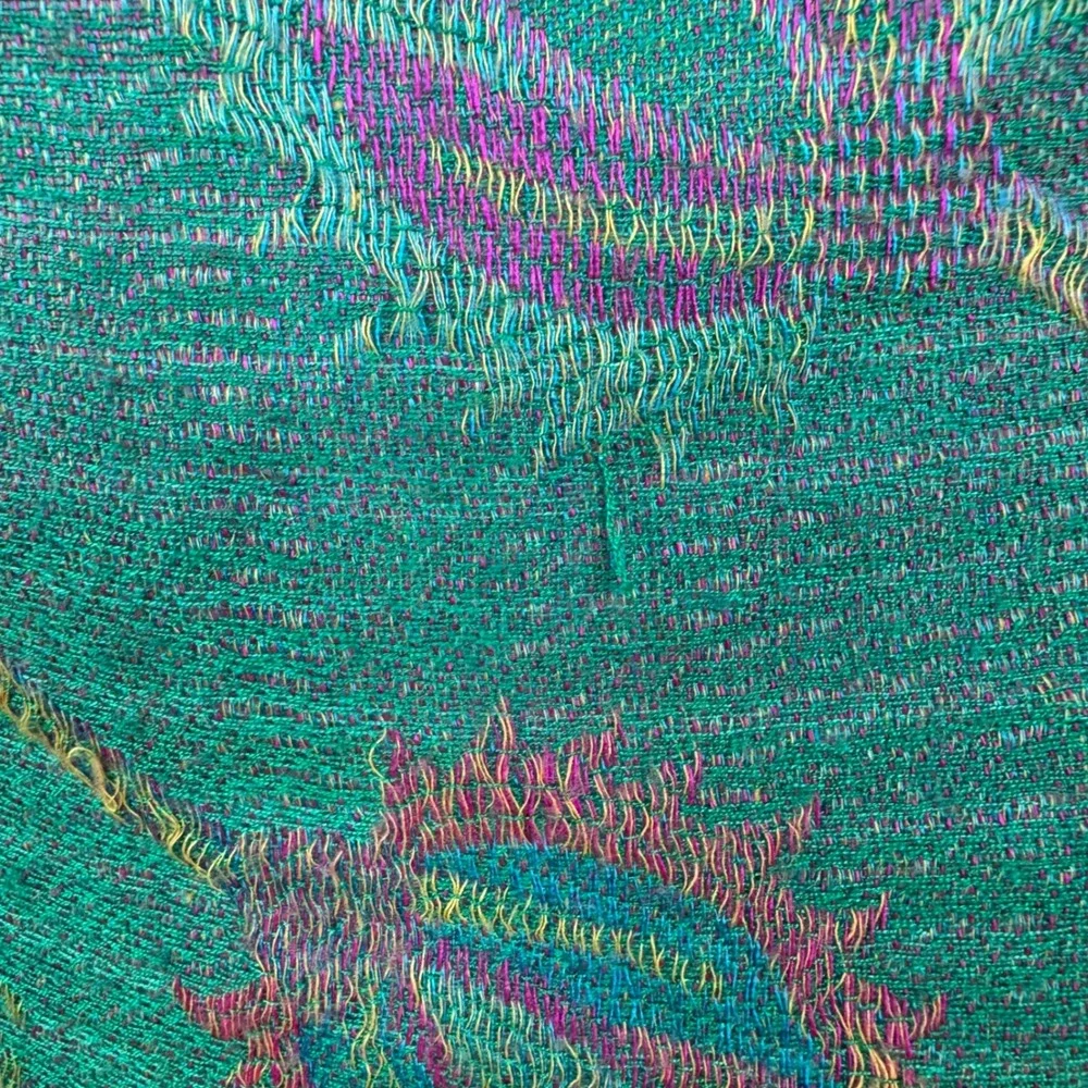 Teal green and purple paisley Pashmina fringe scarf Bohemian Shawl Wrap